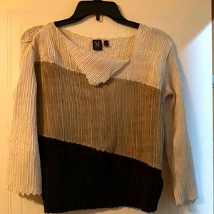 Milano 100% polyester three-quarter length sleeves fold down collar shirt